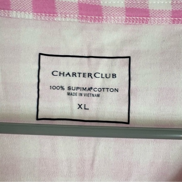 Pink and Yellow Gingham Charter Club Short Sleeve T-shirt - Size XL - Picture 3 of 6
